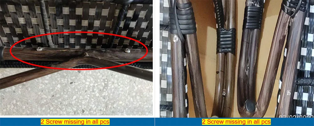 defects found during a furniture visual check